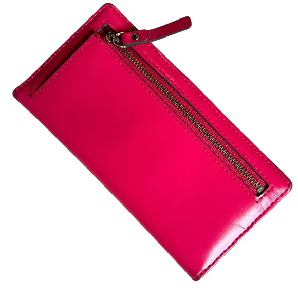 Hot Pink Kate Spade Cedar Street Slim Leather Bifold Wallet - Picture 2 of 16